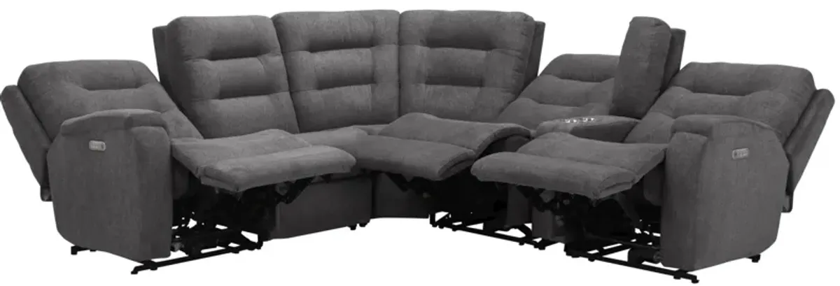 Halenbeck 6-pc. Triple Power Sectional in Gray by Flexsteel