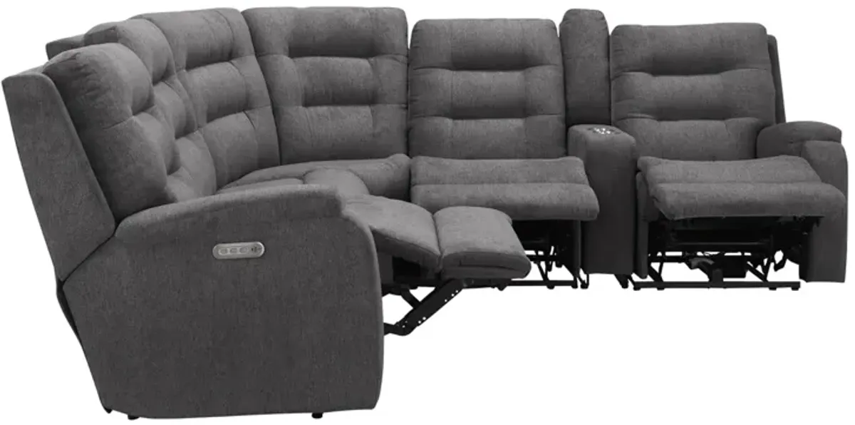 Halenbeck 6-pc. Triple Power Sectional in Gray by Flexsteel