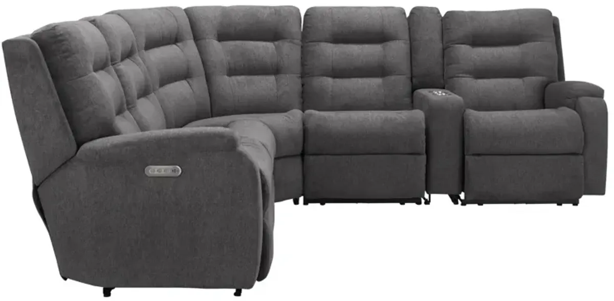 Halenbeck 6-pc. Triple Power Sectional in Gray by Flexsteel