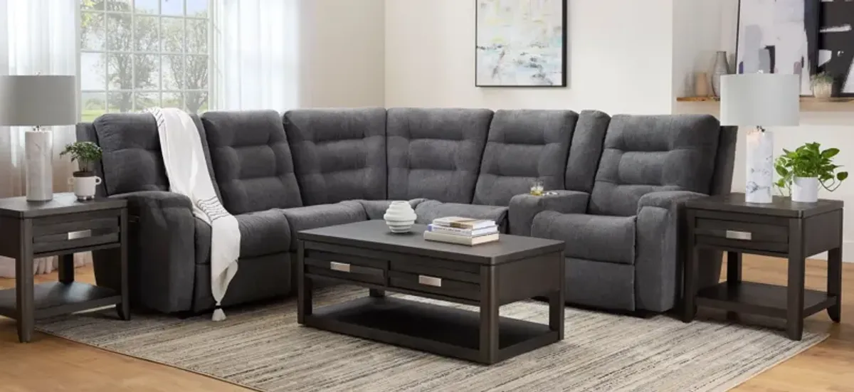 Halenbeck 6-pc. Triple Power Sectional in Gray by Flexsteel