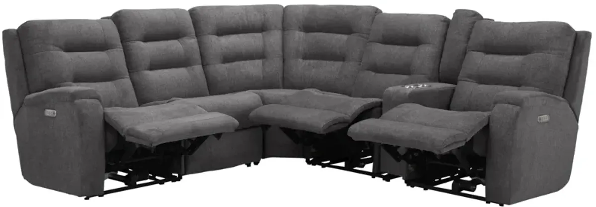 Halenbeck 6-pc. Triple Power Sectional in Gray by Flexsteel