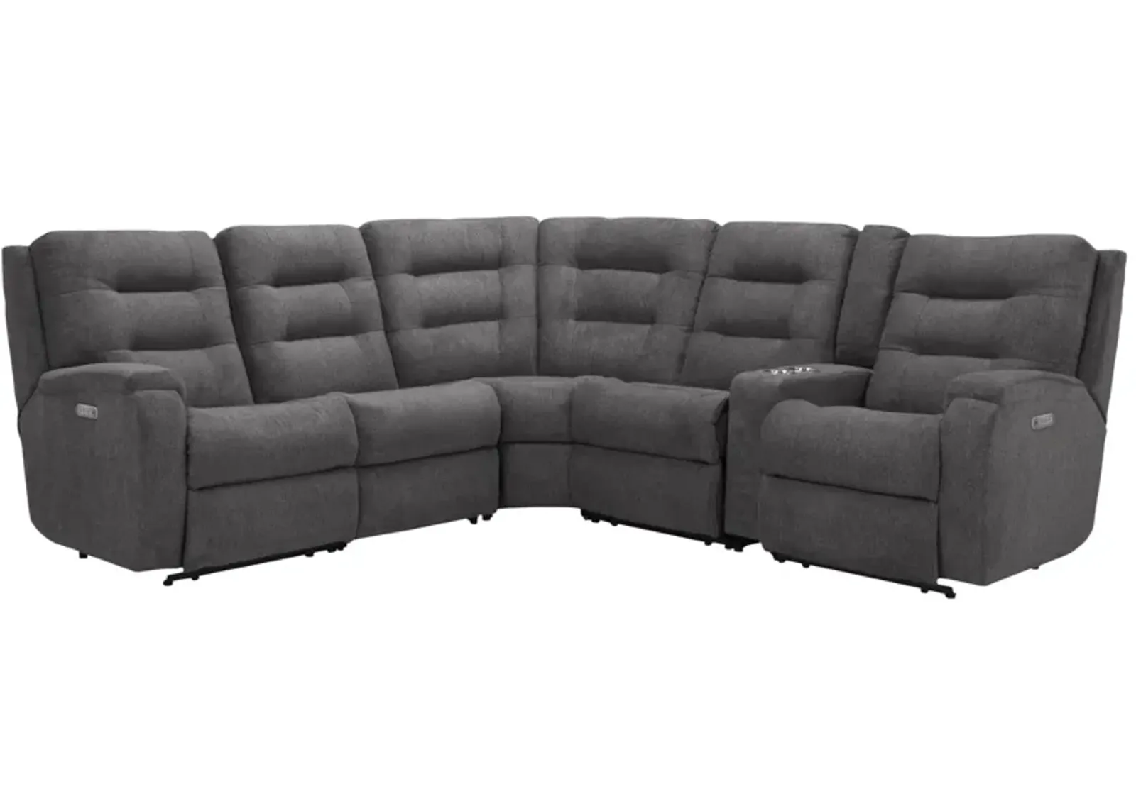 Halenbeck 6-pc. Triple Power Sectional in Gray by Flexsteel