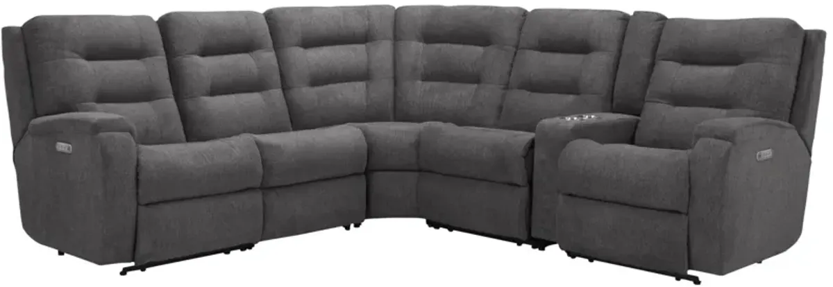 Halenbeck 6-pc. Triple Power Sectional in Gray by Flexsteel