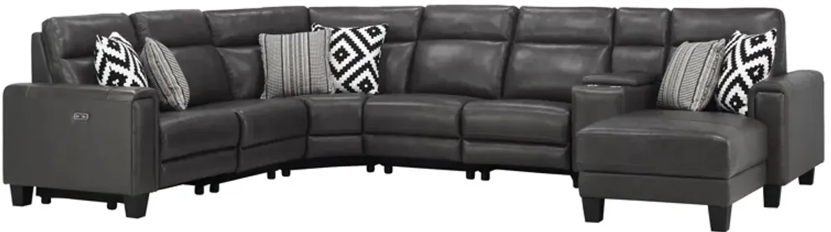 Ace 7-pc. Power Sectional in Charcoal by Bellanest