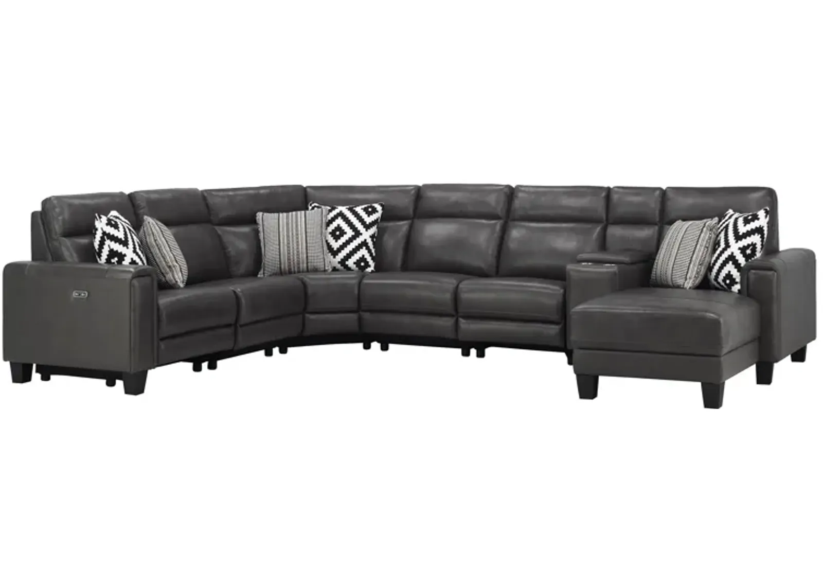 Ace 7-pc. Power Sectional in Charcoal by Bellanest