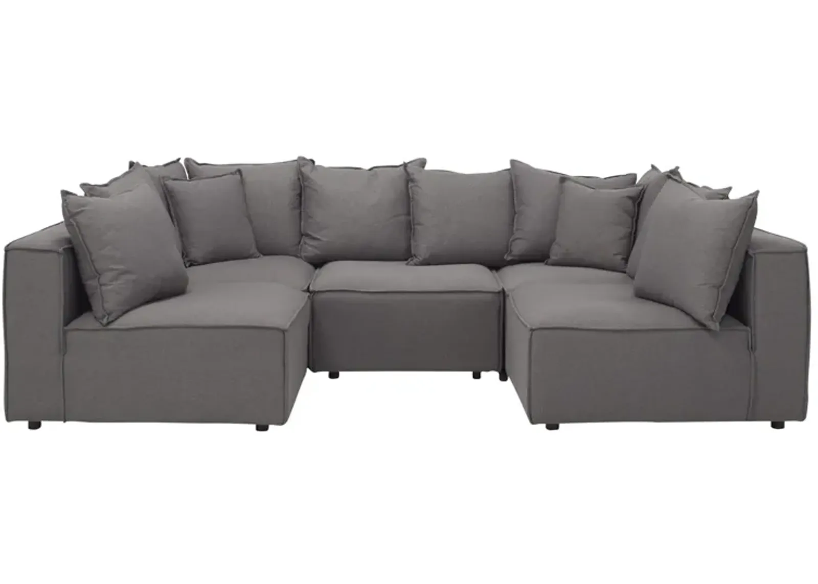 Loris Chenille 5-pc. Pit Sectional in Gray by Aria Designs