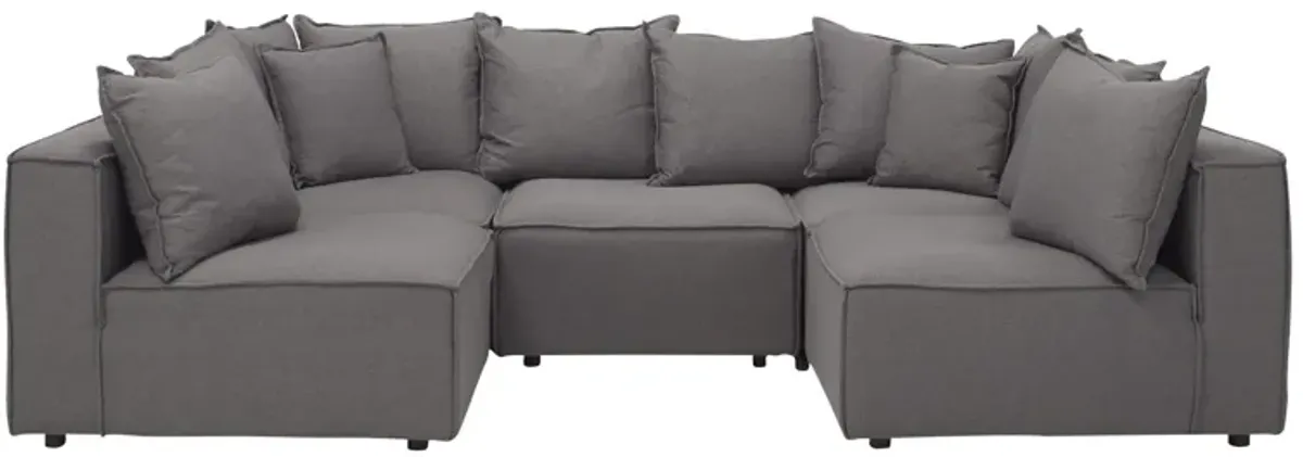 Loris Chenille 5-pc. Pit Sectional in Gray by Aria Designs