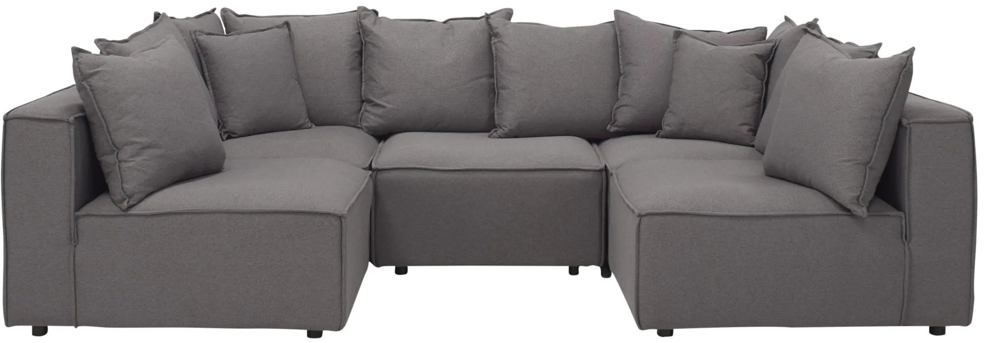 Loris Chenille 5-pc. Pit Sectional in Gray by Aria Designs