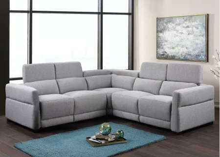 Isla Power Reclining Sectional Sofa in Gray Tweed by Steve Silver Co.