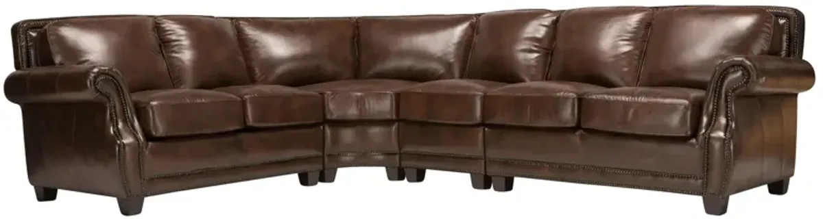 Romano 4-pc. Leather Sectional Sofa in Antique Tobacco by Bellanest