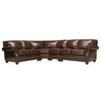 Romano 4-pc. Leather Sectional Sofa in Antique Tobacco by Bellanest