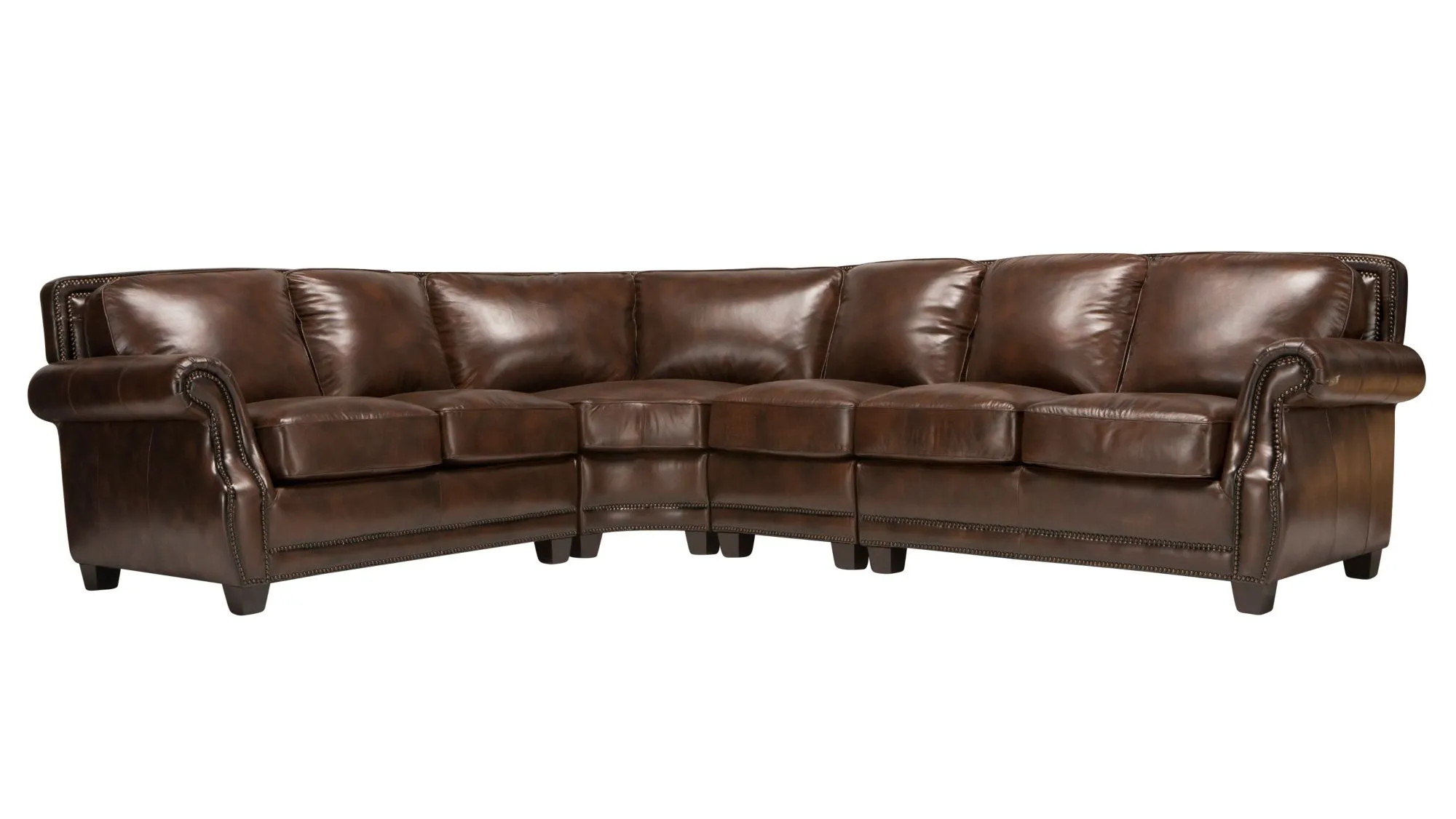 Romano 4-pc. Leather Sectional Sofa in Antique Tobacco by Bellanest
