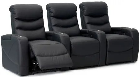 Majestic 3-pc. Leather Power-Reclining Sectional Sofa w/ Lighting in Black by Bellanest