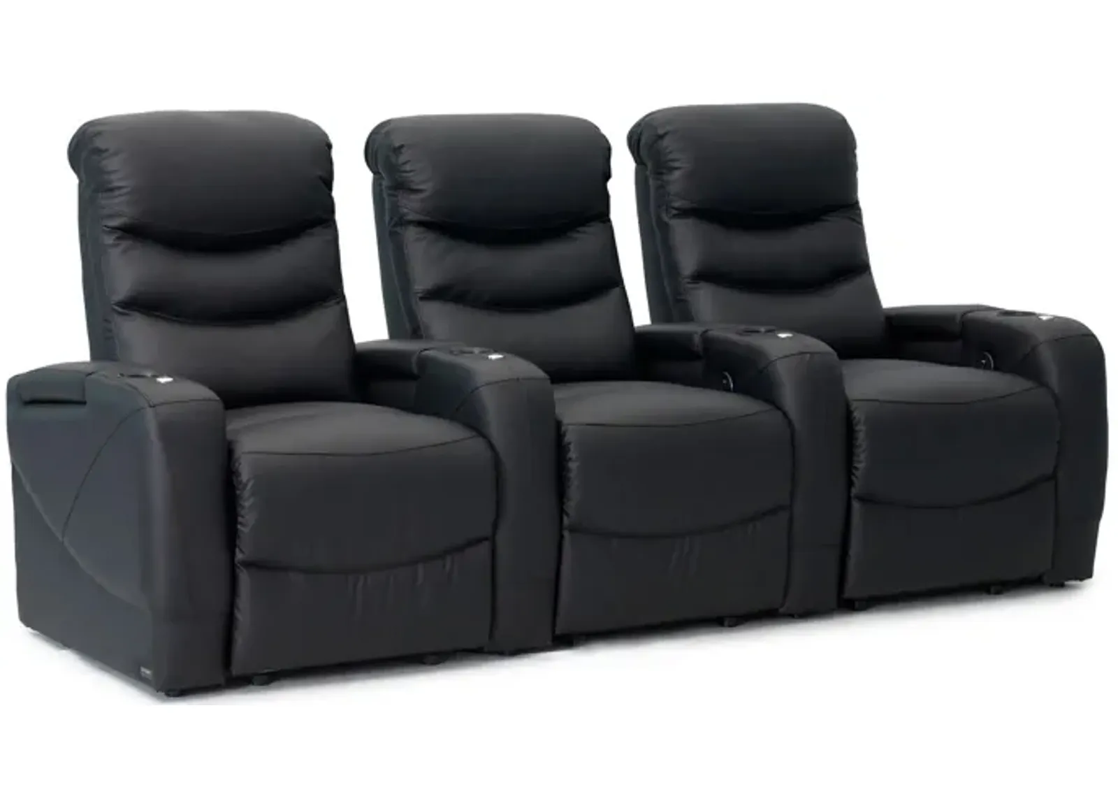 Majestic 3-pc. Leather Power-Reclining Sectional Sofa w/ Lighting in Black by Bellanest