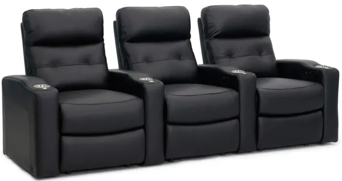 Century Leather 3-pc. Power-Reclining Sectional Sofa in Black by Bellanest