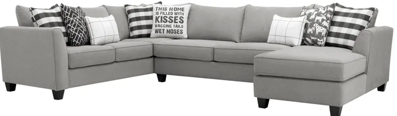 Daine 3pc. Sectional Sofa in Popstitch Pebble by Fusion Furniture