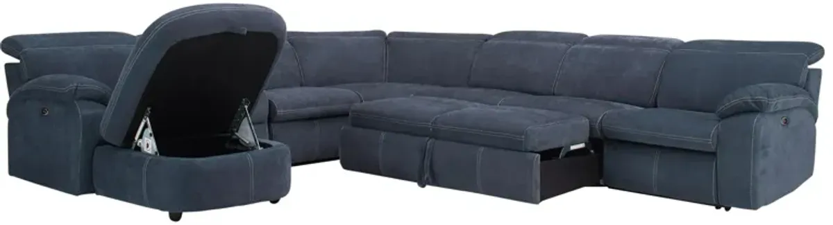 Enbright Microfiber 6-pc. Power-Reclining Sectional w/ Pop-Up Sleeper