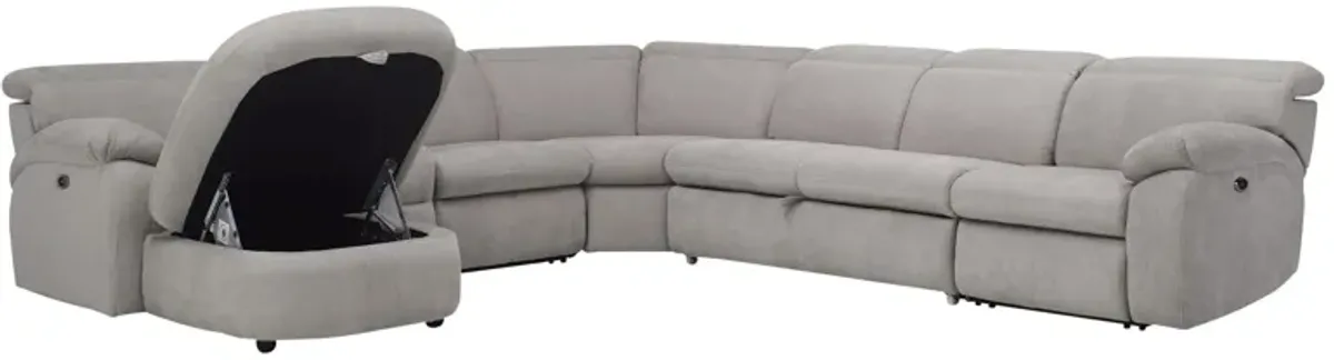 Enbright Microfiber 6-pc. Power-Reclining Sectional w/ Pop-Up Sleeper
