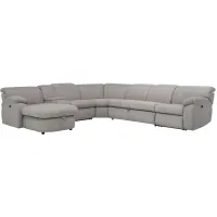 Enbright Microfiber 6-pc. Power-Reclining Sectional w/ Pop-Up Sleeper in Gray by Bellanest