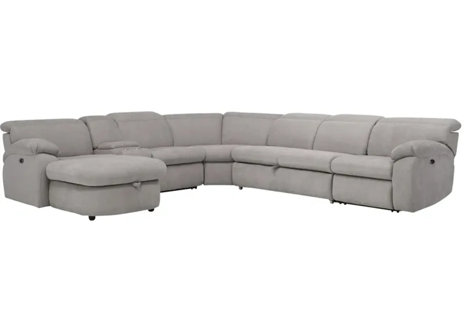 Enbright Microfiber 6-pc. Power-Reclining Sectional w/ Pop-Up Sleeper in Gray by Bellanest