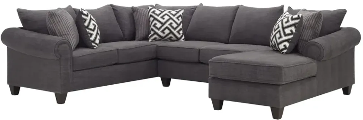 Piper 3-pc. Chenille Sectional Sofa in Bridget Graphite by Style Line