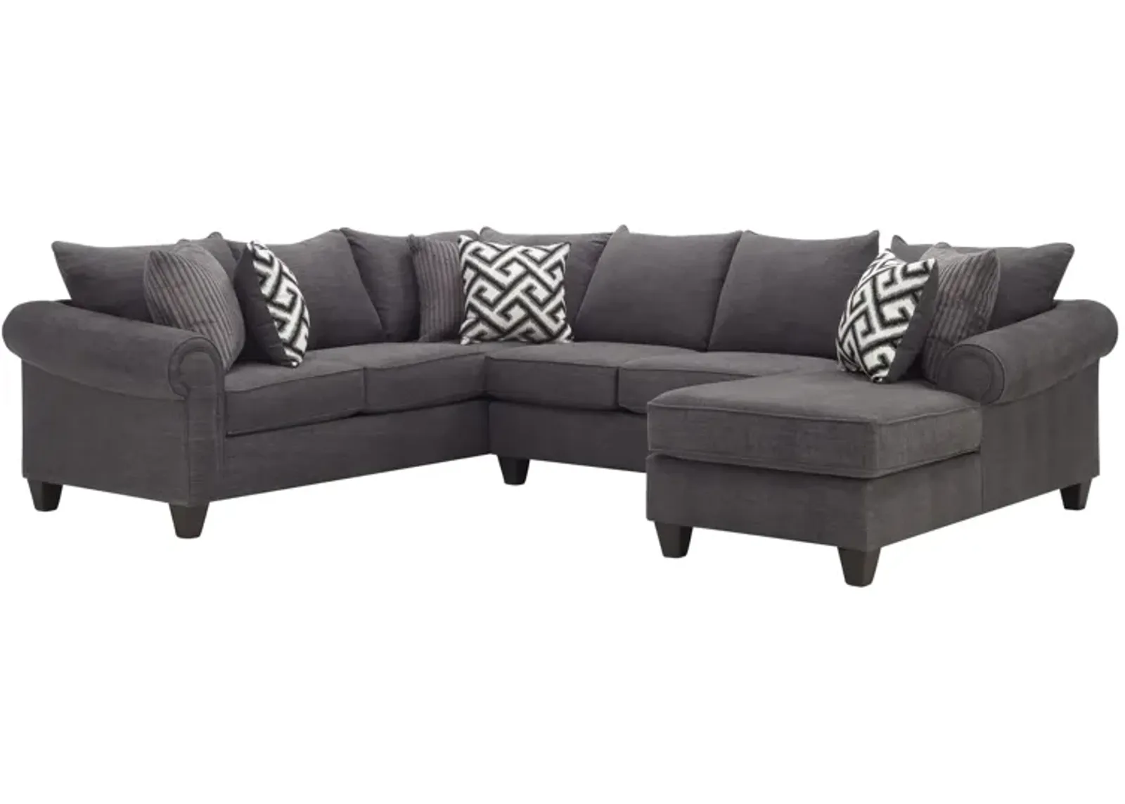 Piper 3-pc. Chenille Sectional Sofa in Bridget Graphite by Style Line