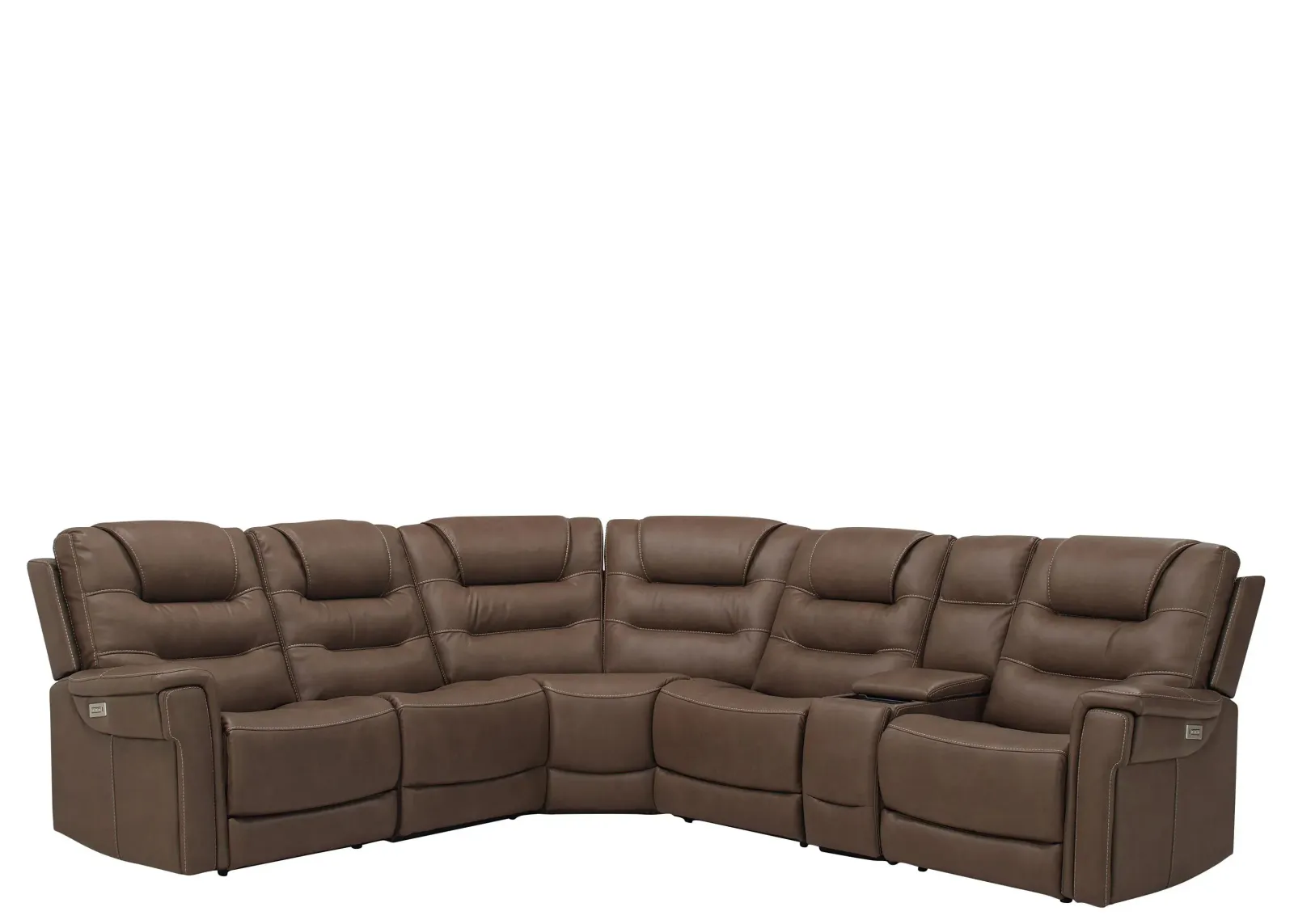 Danbury 6-pc. Power Sectional w/ Power Headrest and Lumbar Support in Brown by Bellanest