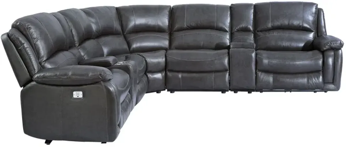 Denver Power 7-pc. Leather Reclining Sectional