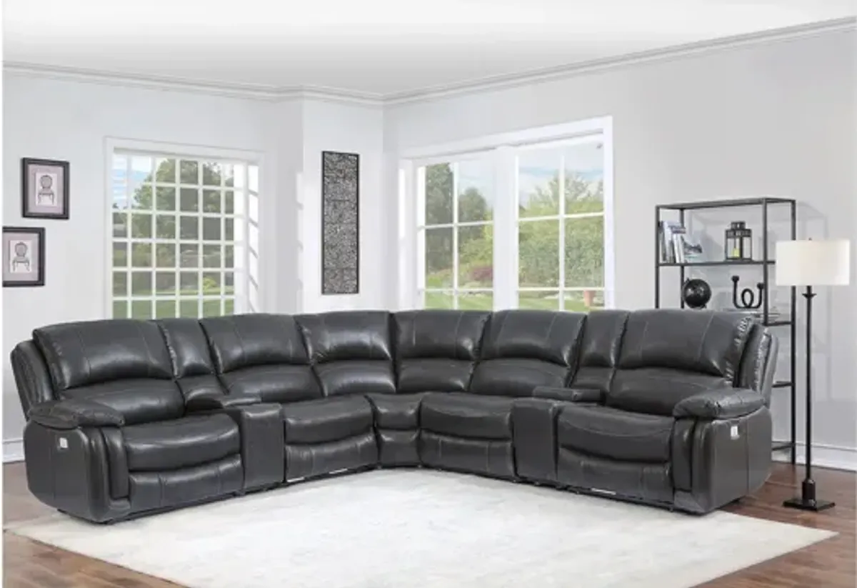 Denver Power 7-pc. Leather Reclining Sectional