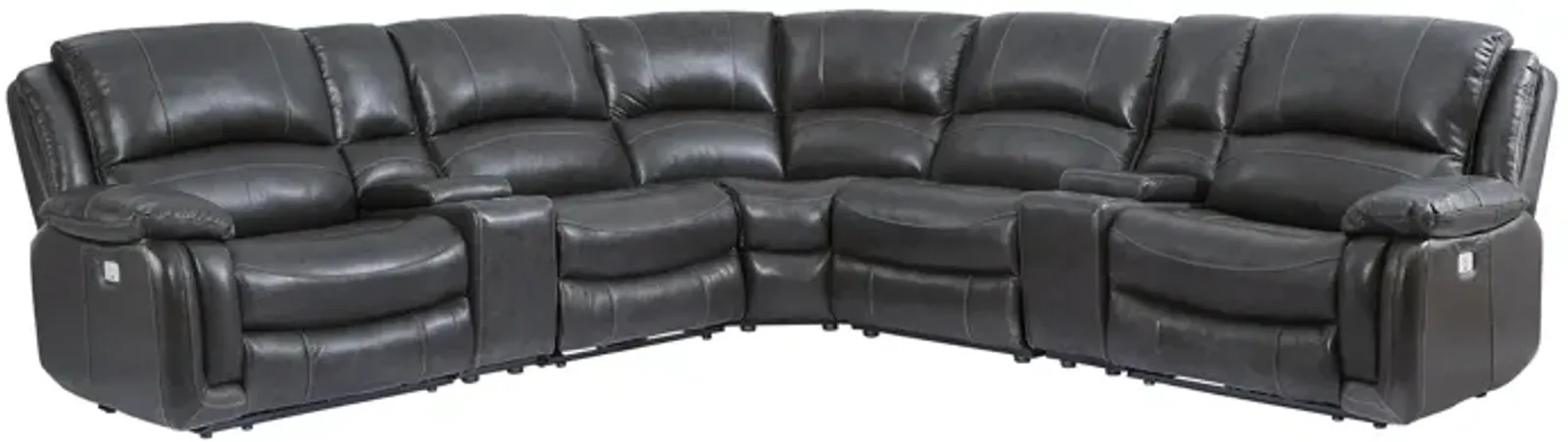 Denver Power 7-pc. Leather Reclining Sectional