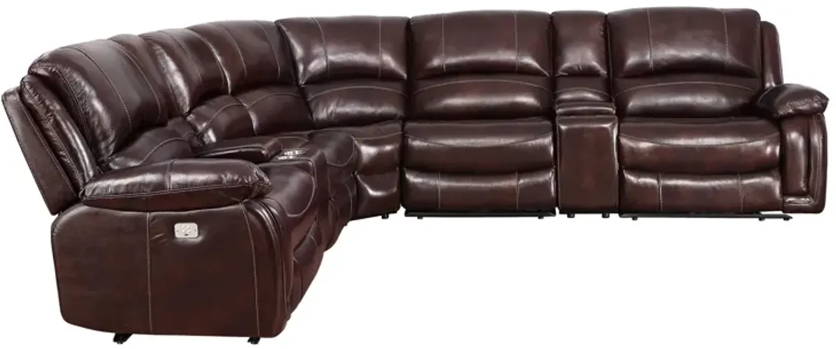 Denver Power 7-pc. Leather Reclining Sectional