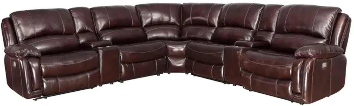 Denver Power 7-pc. Leather Reclining Sectional