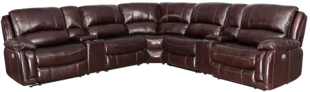 Denver Power 7-pc. Leather Reclining Sectional in Brown by Steve Silver Co.