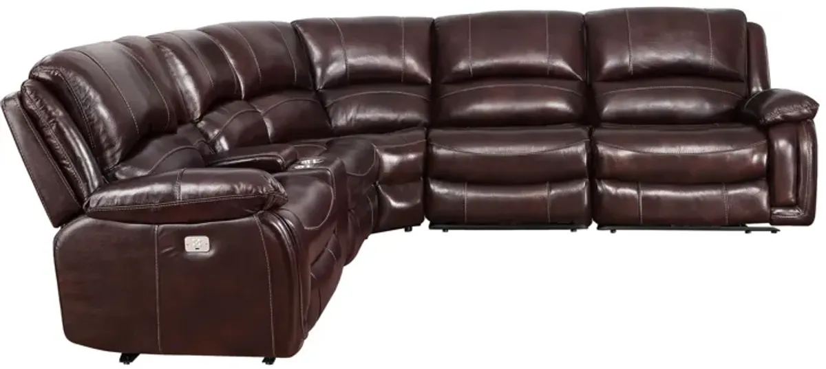 Denver Power 6-pc. Reclining Sectional Sofa in Brown by Steve Silver Co.