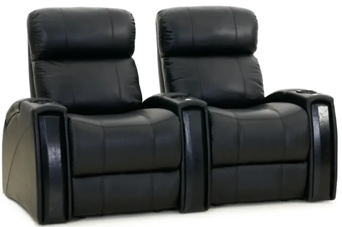 Arnoff 2-pc. Leather Power-Reclining Loveseat in Black by Bellanest