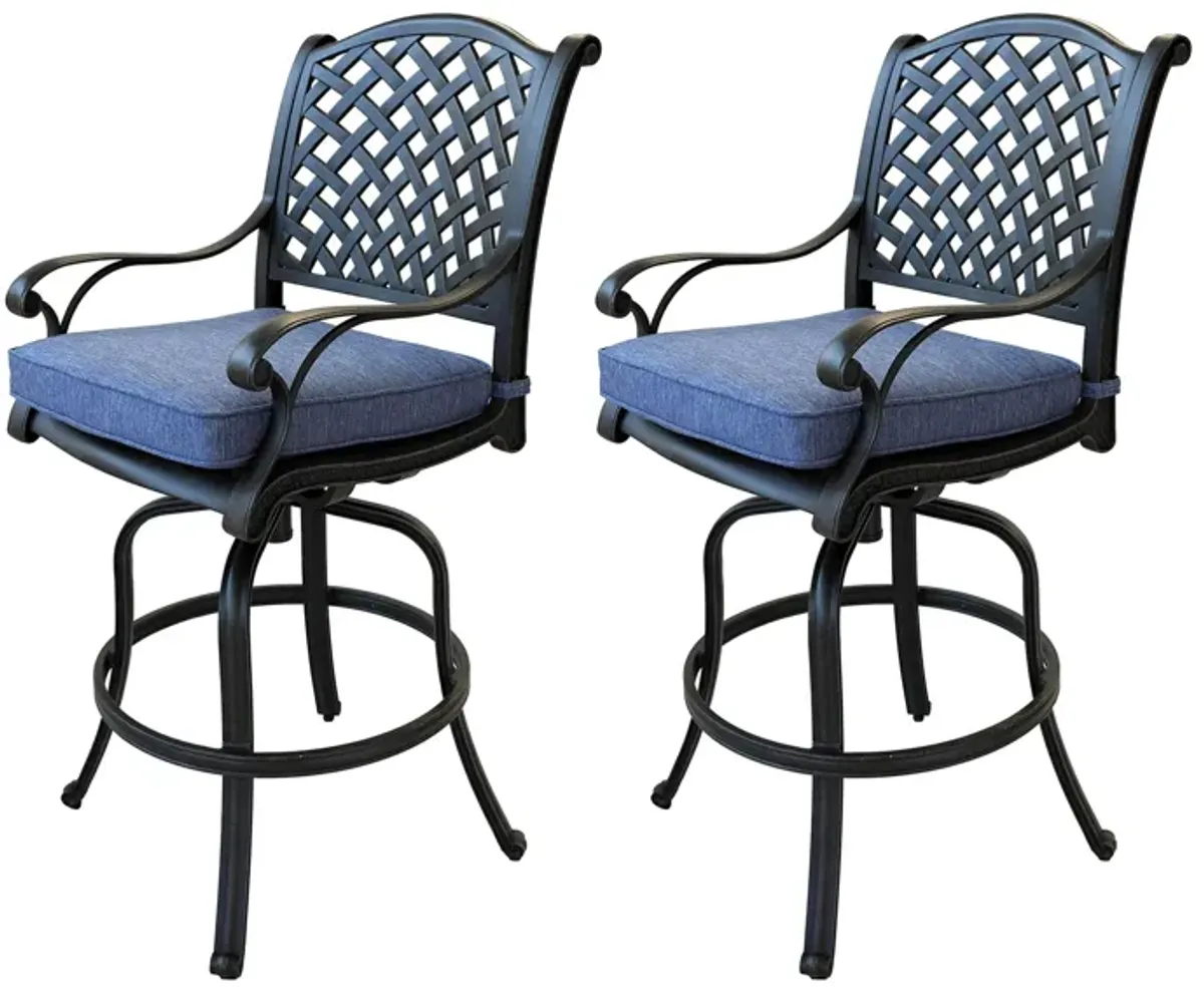 Castle Rock Outdoor Bar Stool, Set of 2 in Dark Slate Gray & Beige by Bellanest