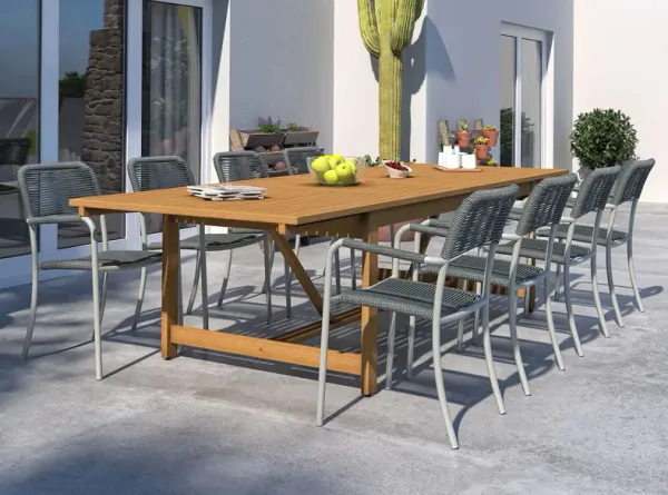 Amazonia Outdoor 9-pc. Rectangular Patio Dining Table Set w/ Armchairs