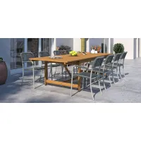 Amazonia Outdoor 9-pc. Rectangular Patio Dining Table Set w/ Armchairs in Natural by International Home Miami
