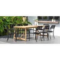 Amazonia Outdoor 9-pc. Rectangular Patio Dining Table Set w/ Armchairs in Dark Gray by International Home Miami