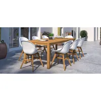 Amazonia Outdoor 9-pc. Rectangular Patio Dining Table Set w/ Teak Chairs in Dark Gray by International Home Miami