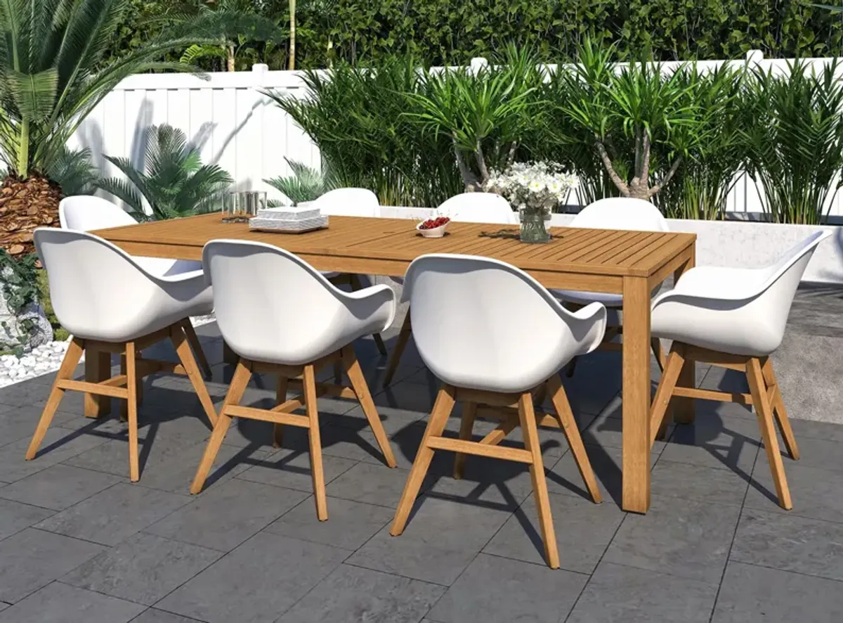 Amazonia Outdoor 9-pc. Rectangular Patio Dining Table Set w/ Teak Chairs in Dark Gray by International Home Miami