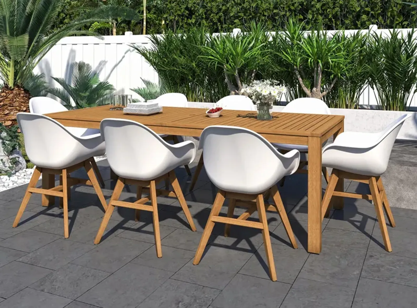 Amazonia Outdoor 9-pc. Rectangular Patio Dining Table Set w/ Teak Chairs