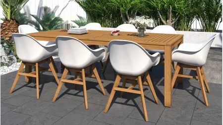 Amazonia Outdoor 9-pc. Rectangular Patio Dining Table Set w/ Teak Chairs in Dark Gray by International Home Miami