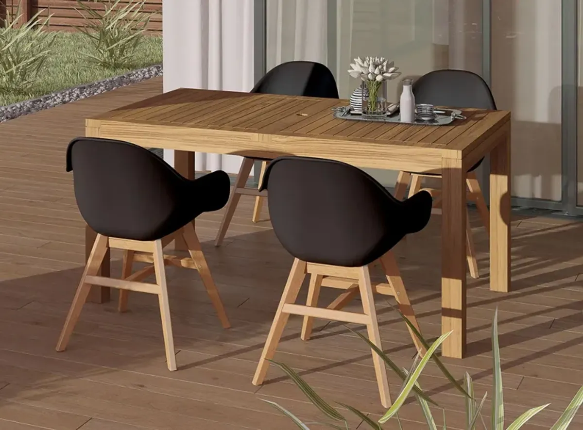 Amazonia Outdoor 5-pc. Rectangular Patio Dining Table Set w/ Teak Chairs in Dark Gray by International Home Miami