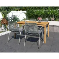Amazonia Outdoor 5-pc. Rectangular Patio Dining Table Set w/ Rope Steel Chairs in Dark Gray by International Home Miami