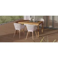 Amazonia Outdoor 5-pc. Rectangular Patio Dining Table Set w/ Eucalyptus Chairs in Dark Gray by International Home Miami