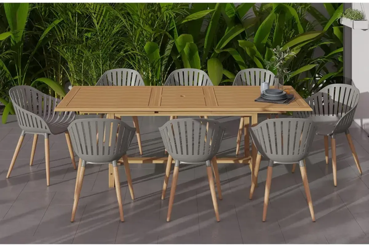 Amazonia Outdoor 9-pc. Rectangular Patio Dining Table Set w/ Eucalyptus Chairs