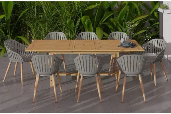 Amazonia Outdoor 9-pc. Rectangular Patio Dining Table Set w/ Eucalyptus Chairs
