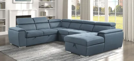 Solomon 4-pc. Sectional with Pull-Out Bed in Blue by Homelegance