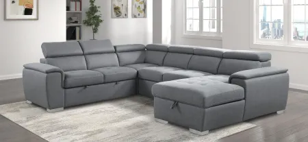 Solomon 4-pc. Sectional with Pull-Out Bed in Gray by Homelegance